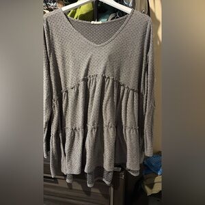 Oddi Gray Textured Women's Top